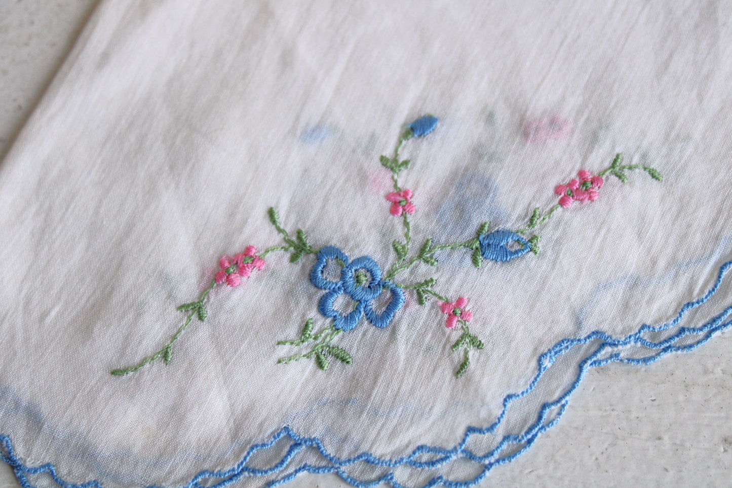 Vintage Round Embroidered Handkerchief