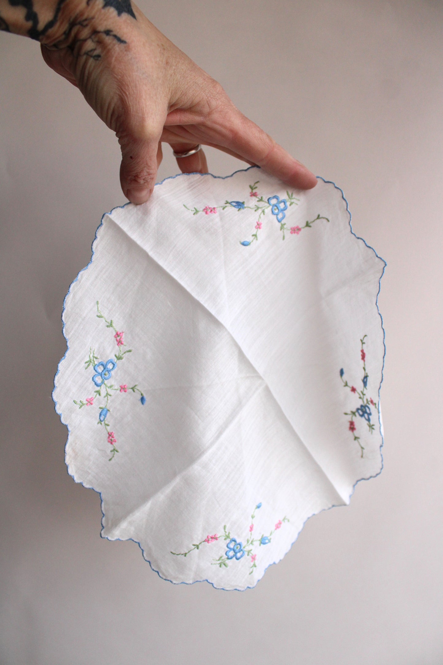 Vintage Round Embroidered Handkerchief