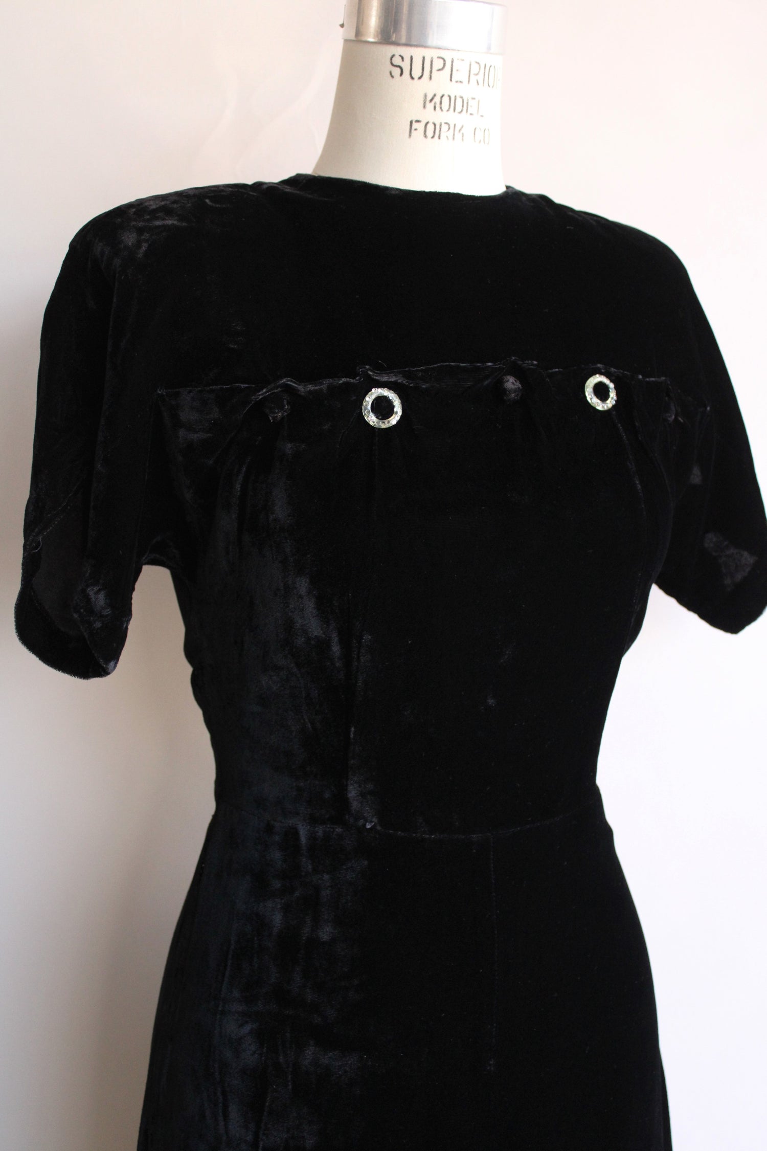 Rhinestone Black Velvet Dress