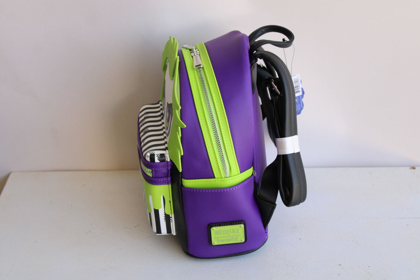 Loungefly Beetlejuice Backpack, New With Tags, Green and Purple, Pockets