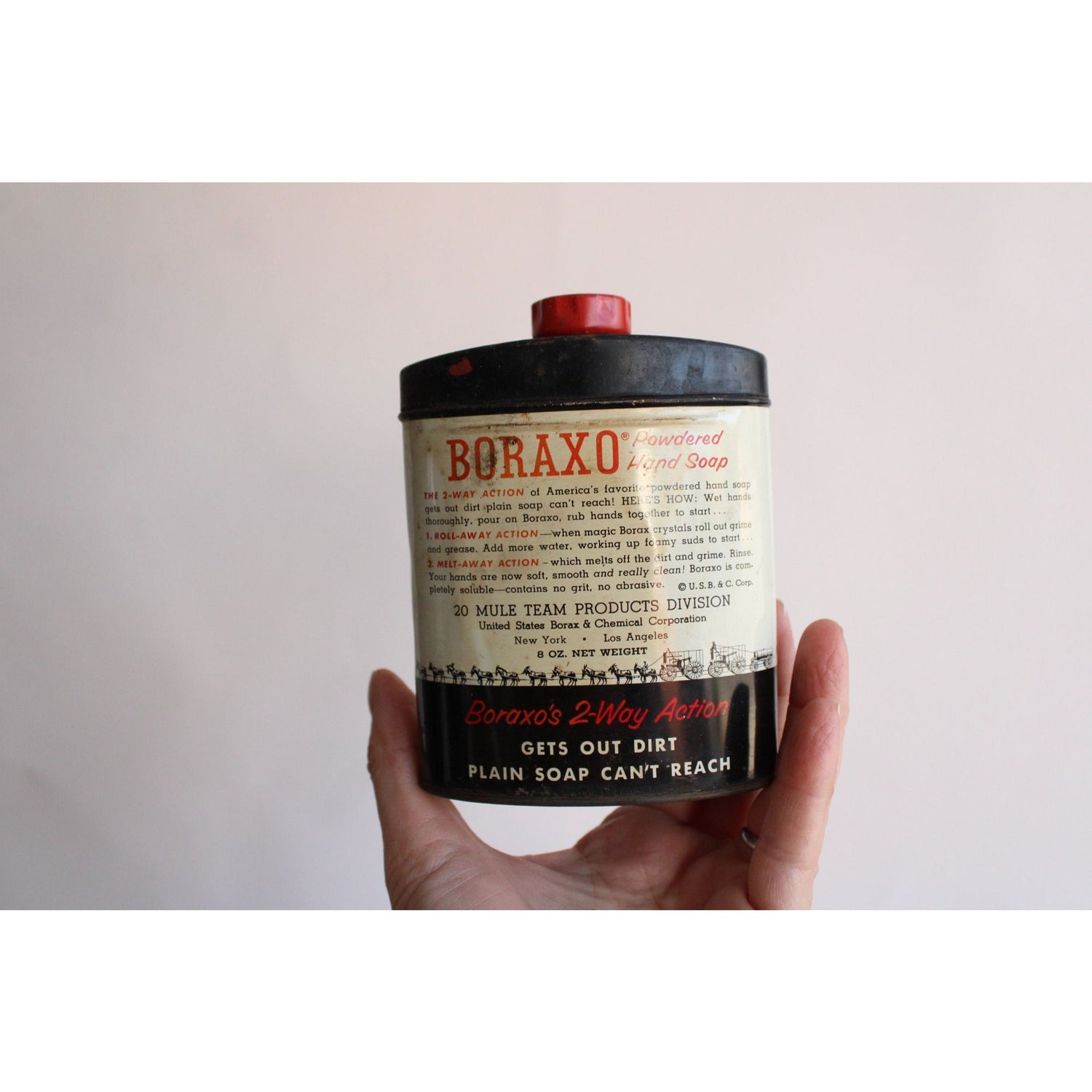 Vintage 30s/40s Tin Of Boraxo Hand Soap Powder By 20 Mules