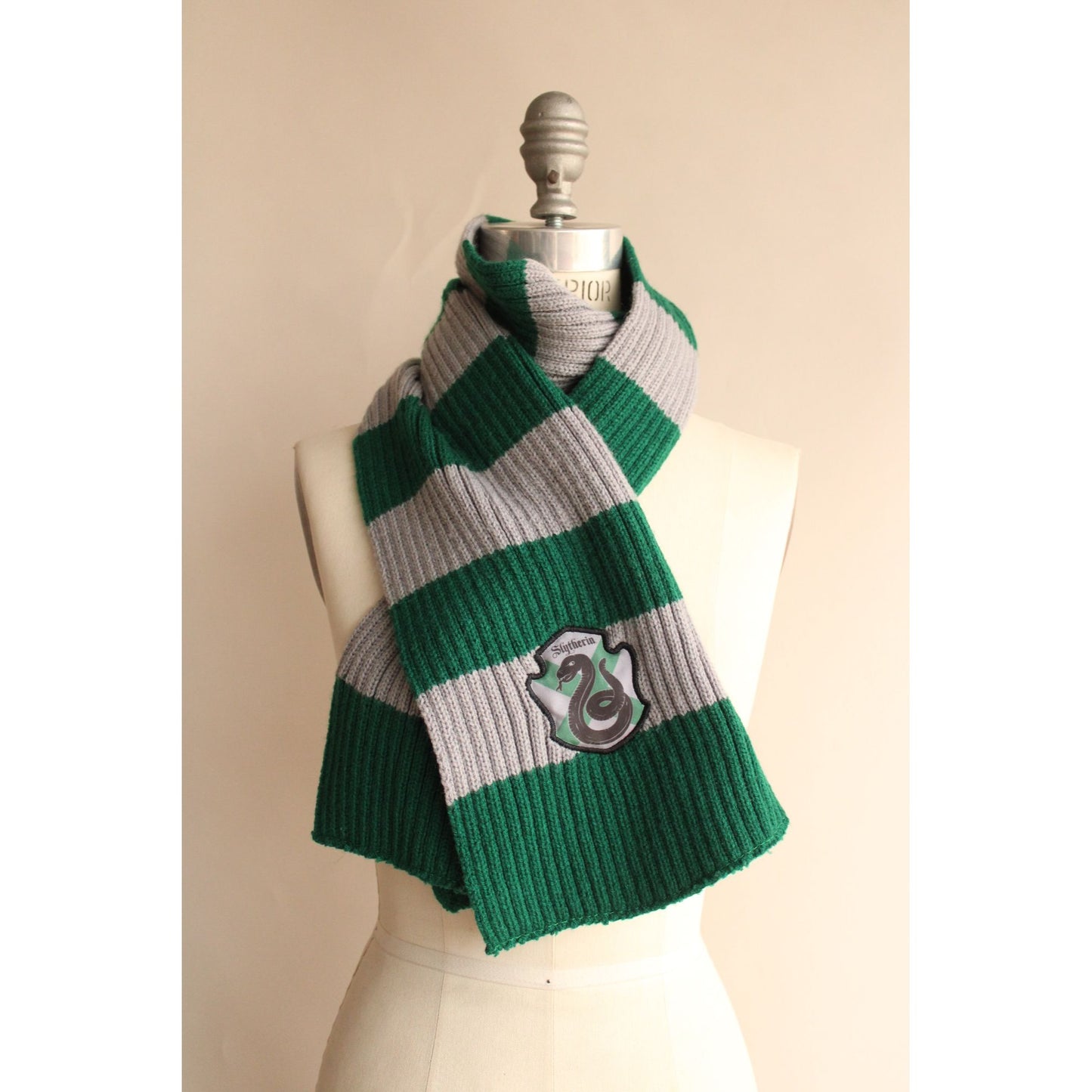 Harry Potter Slytherin Scarf, Unisex, Knit, Green and Gray